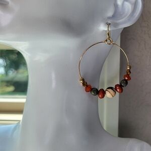 Beaded BOHO Statement Dangle Hoop Earrings | Pierced